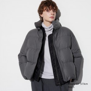UNIQLO Powder Soft Down Jacket Nanodesign Gray | 627-VLPGDE