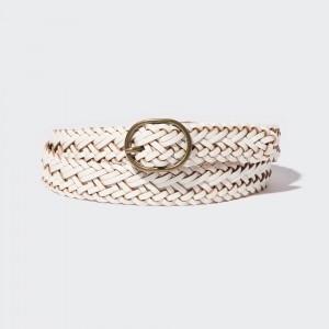 UNIQLO Round Buckle Mesh Leather Belt Beyaz | 250-ETFIHJ