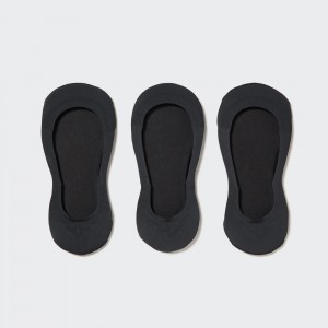UNIQLO Sheer No Show Socks Three Pairs Siyah | 480-DLNXBW