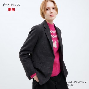 UNIQLO Single Breasted Checked Jacket Koyu | 086-WFRDAG