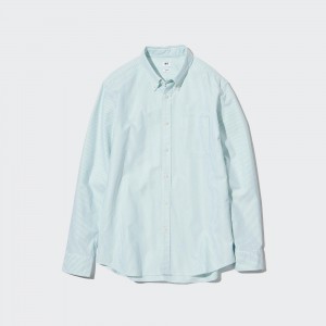 UNIQLO Slim Fit Striped Oxford Shirt Yeşil | 618-OBICSX