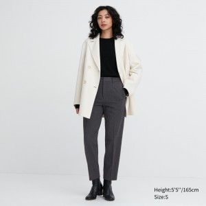 UNIQLO Smart Brushed Herringbone Ankle Length Trousers Koyu | 296-TYHWLR