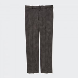 UNIQLO Smart Houndstooth Ankle Length Trousers Long Koyu Kahverengi | 567-LHCQJU