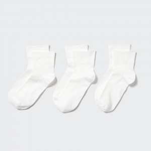 UNIQLO Socks Three Pairs Beyaz | 879-IBVGHN
