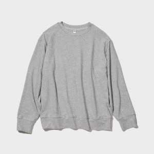 UNIQLO Soft Fleece Crew Neck Long Sleeved T-Shirt Gray | 568-AIBPMF