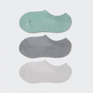 UNIQLO Sports Invisible No Show Socks Three Pairs Yeşil | 748-GLUBKW