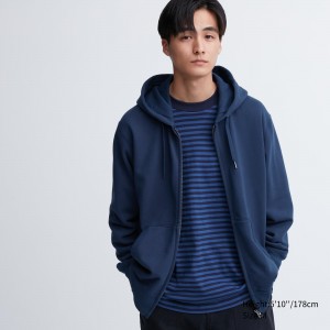 UNIQLO Sweat Zipped Hoodie Mavi | 618-KVSGYF
