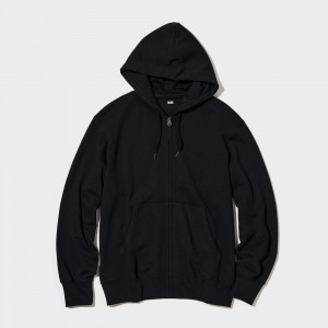 UNIQLO Sweat Zipped Hoodie Siyah | 375-NHAGRT