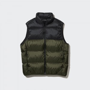 UNIQLO Ultra Light Down Colour Block Vest Zeytin Yeşili | 486-EJDMCA