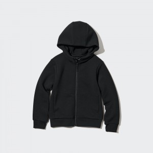 UNIQLO Ultra Stretch Dry Sweat Long Sleeve Full Zip Hoodie Siyah | 639-CMAWHT