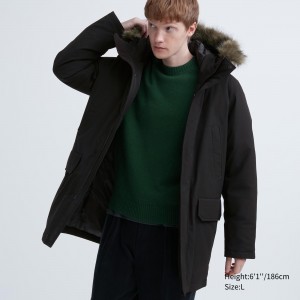 UNIQLO Ultra Warm Hybrid Down Coat Siyah | 345-EHWNTF