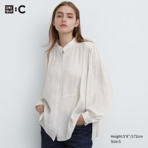 UNIQLO Volume Blouse Beyaz | 982-MBAFTK