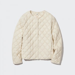 UNIQLO Warm Padded Quilted Jacket Beyaz | 169-SHYXMG