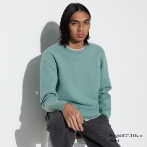 UNIQLO Washable Milano Ribbed Crew Neck Jumper Yeşil | 237-QBHOKS
