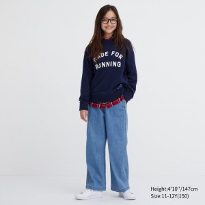 UNIQLO Wide Straight Leg Jeans Mavi | 274-YEDMVH