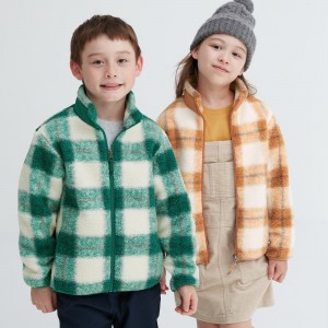 UNIQLO Windproof Fleece Printed Jacket Yeşil | 382-ZLEDRG