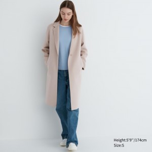 UNIQLO Wool Blend Long Coat Natural | 104-NBAFSJ