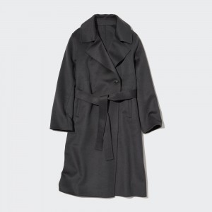 UNIQLO Wool Blend Oversized Long Coat Gray | 375-SQZGDK